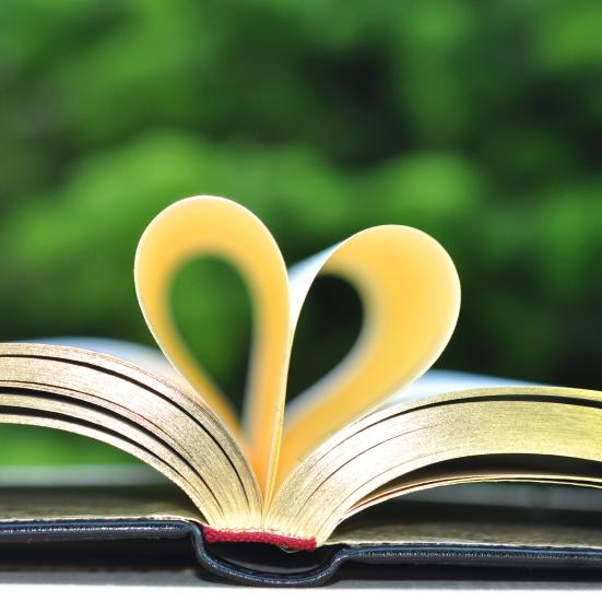 Bogsider formet som et hjerte